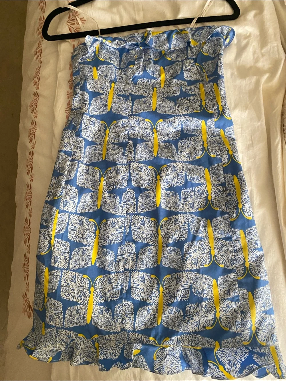 Lilly Pulitzer Blue and Yellow Strapless Summer Dress - Picture 2 of 7